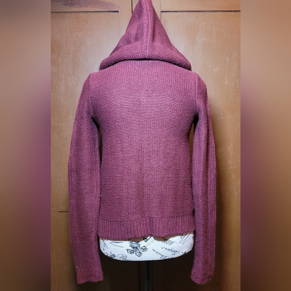Arizona Jean Co Sz M Women's Juniors Hoodie Sweater Burgundy Maroon Red W Blue - Picture 3 of 5